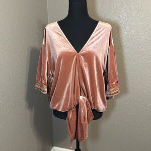 Pink Velvet Boho Blouse